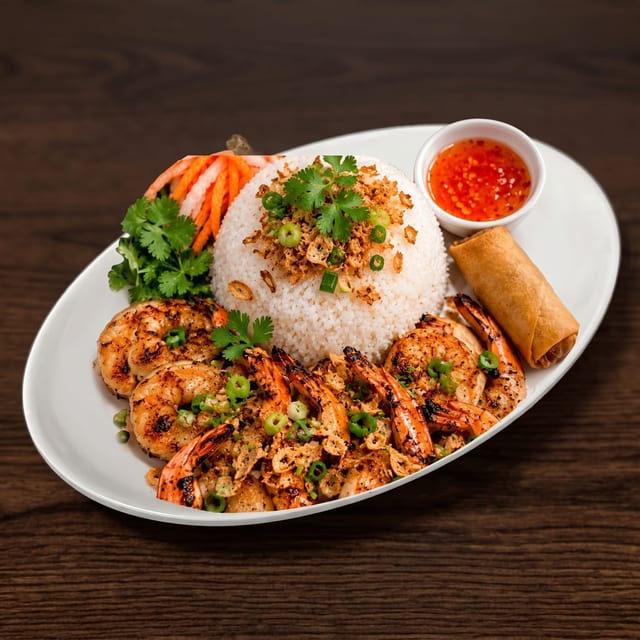 Rice with Grilled Shrimp.